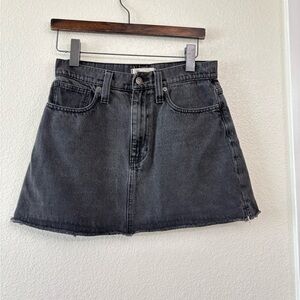 Madewell distressed Black Denim Skirt